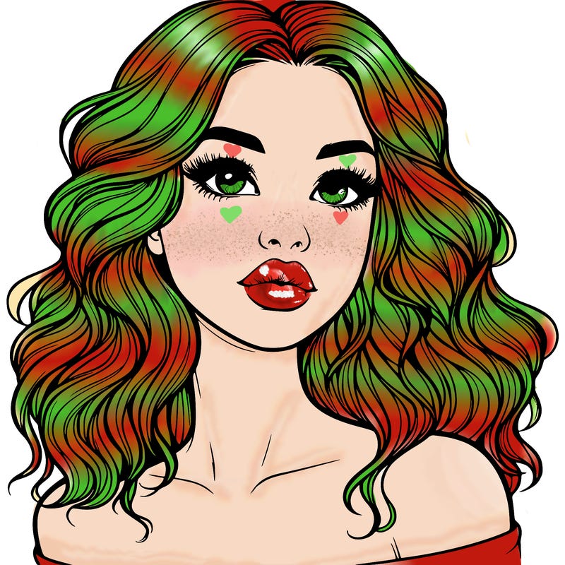 realistic girl with wavy hair and lips