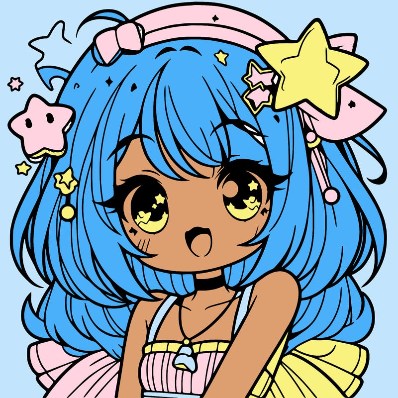 cute anime girl with star accessories