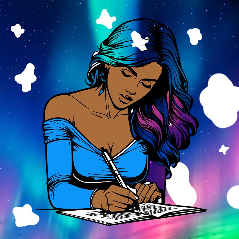 realistic female writing poetry