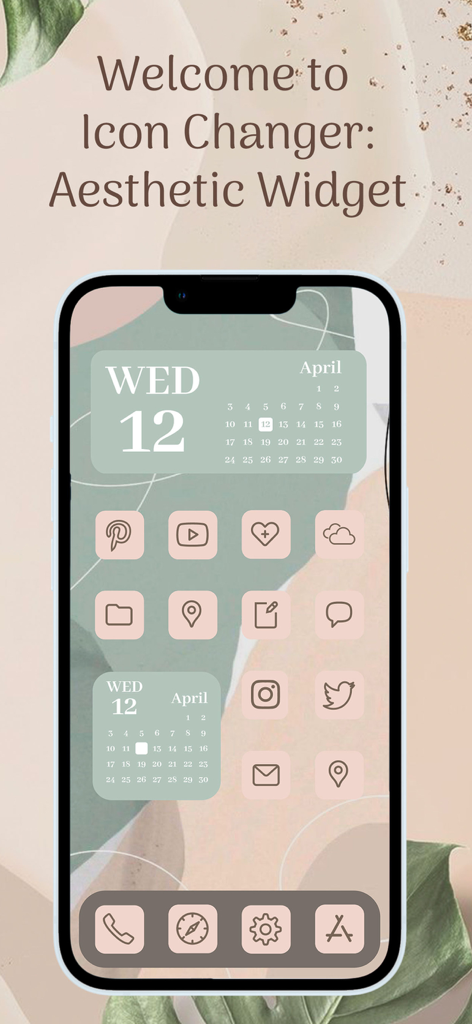 Icon Changer: Themes Widgets - Pantalla de inicio de iPhone con widgets estéticos personalizados e iconos de aplicaciones