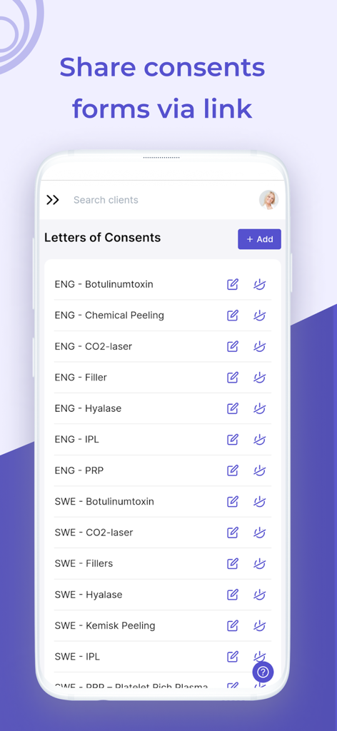 MERIDIQ - MERIDIQアプリの美容処置用デジタル医療同意書リスト