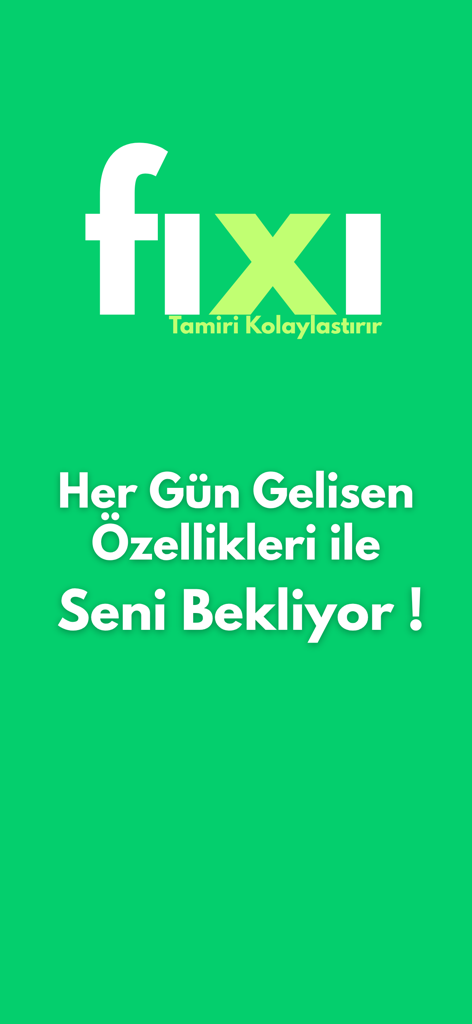 Fixi - 家電修理技術者向けのブランドロゴとマーケティングテキストを特徴とするFixiアプリのスプラッシュスクリーン