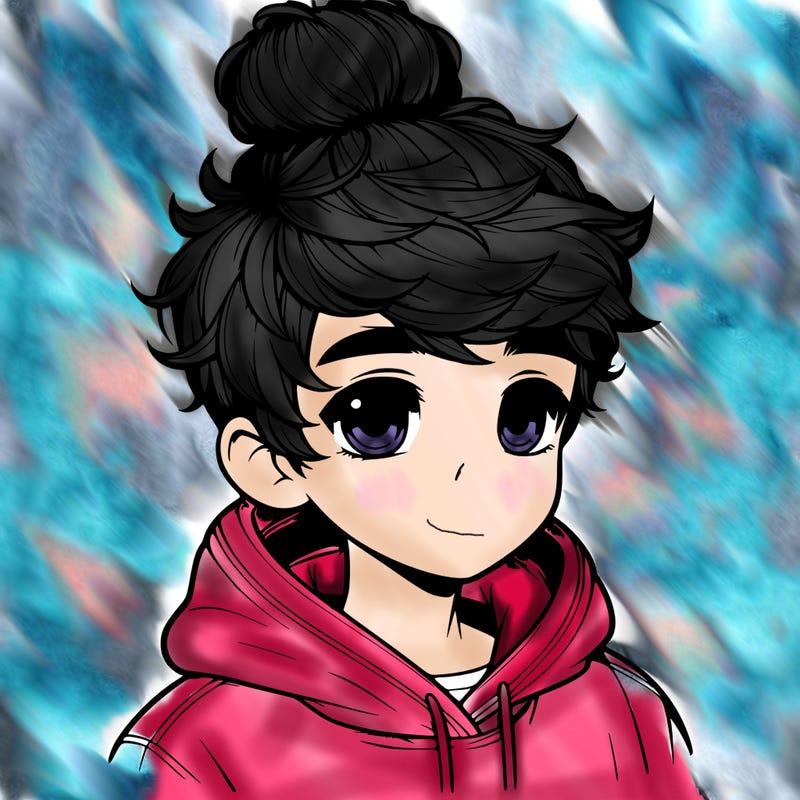 realistic boy with a fluffy bun with a hoodie