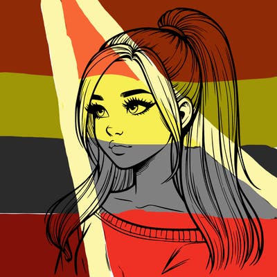 realistic girl with a high ponytail
