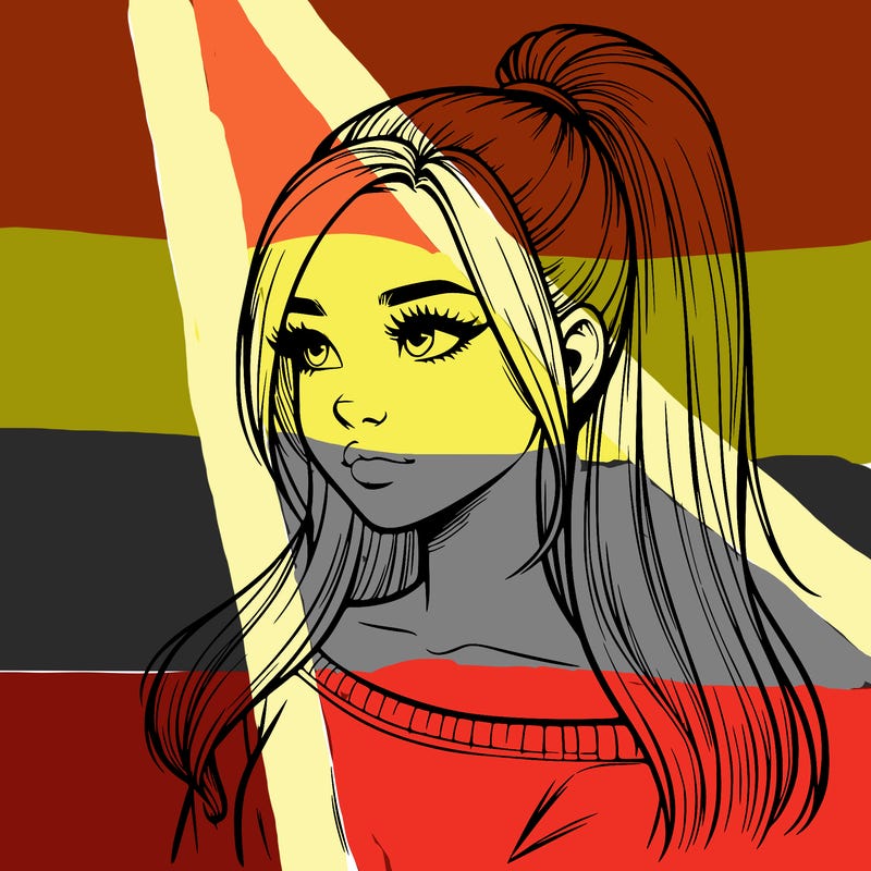 realistic girl with a high ponytail