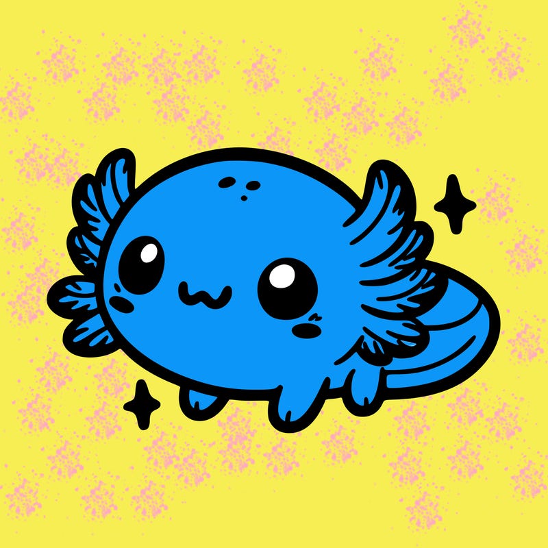 cute easy baby axolotl
