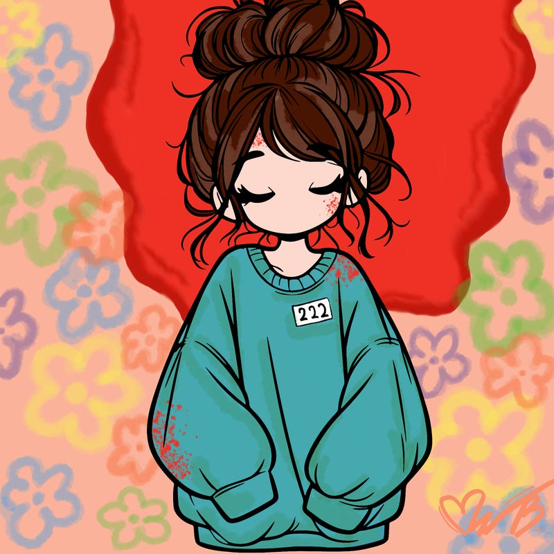 girl with baggy sweatshirt and messy bun