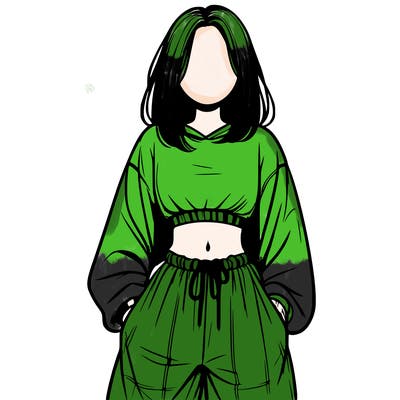 realistic girl faceless with baggy pants and a crop top