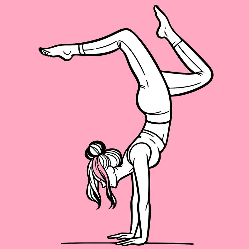 a woman doing a handstand