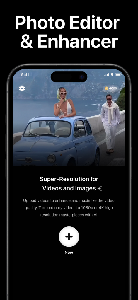 Video Enhancer Photo AI - Interface do aplicativo Video Enhancer Photo AI para ampliação de super-resolução 4K