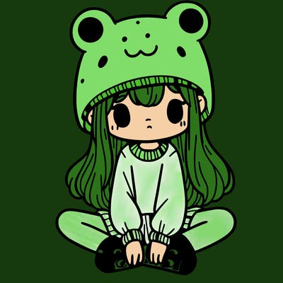 a girl wearing a frog hat and some frog socks