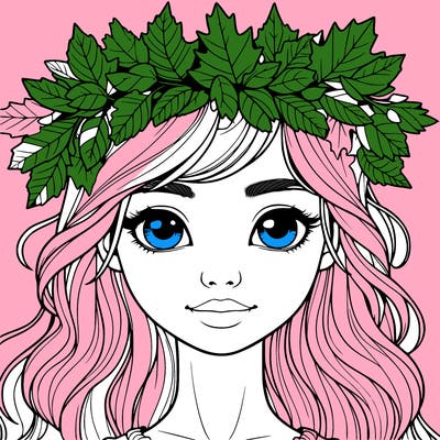 realistic girl with fall leaf crown