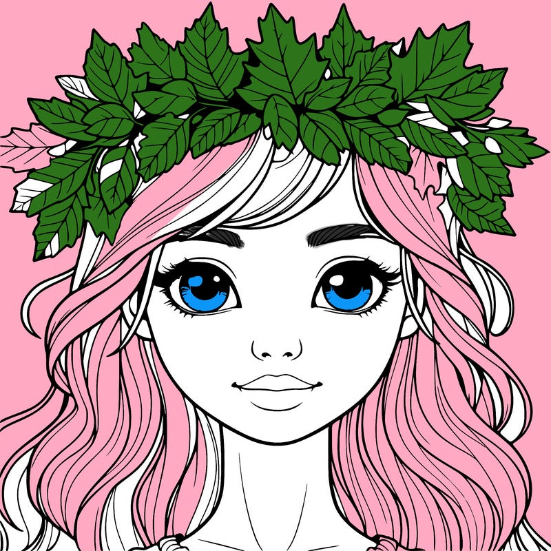 realistic girl with fall leaf crown