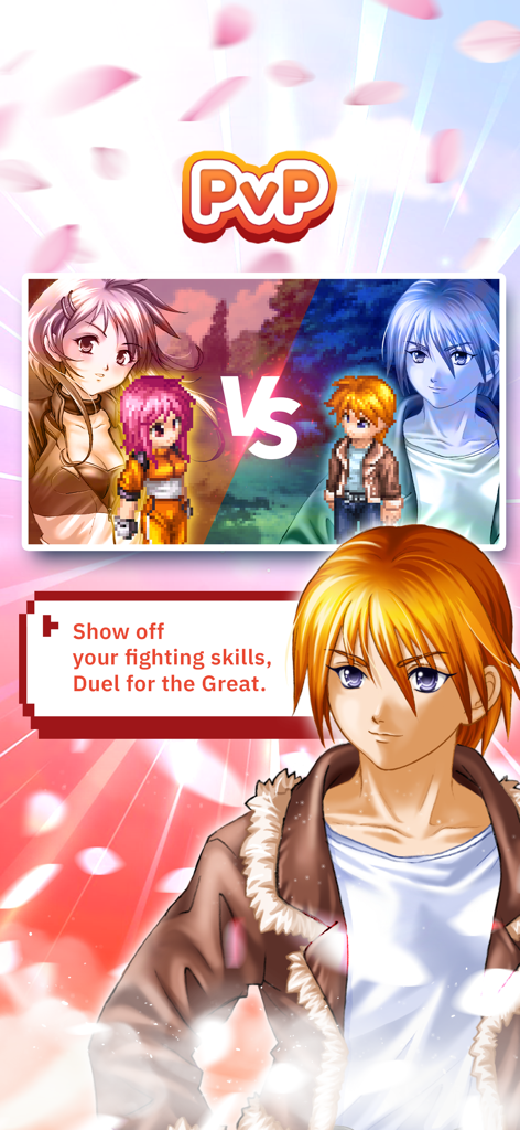 Wonderland M - Anime style characters on a PvP duel screen in Wonderland M