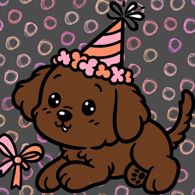 puppy with party hat