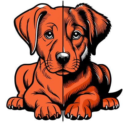 realistic dog split picture