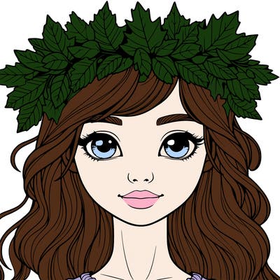 realistic girl with fall leaf crown