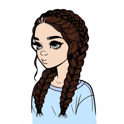 realistic girl with braids