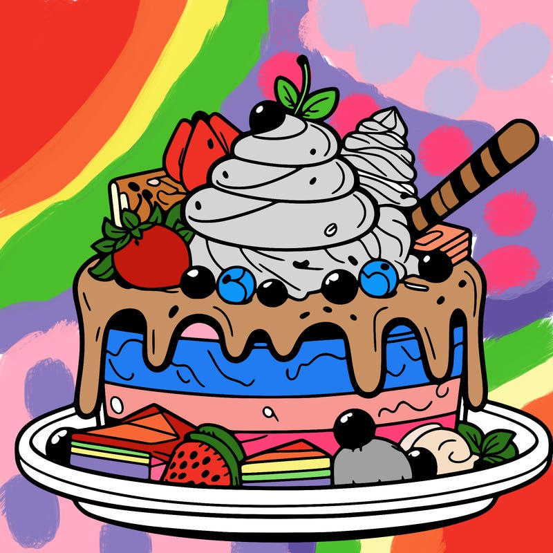 dessert with many toppings