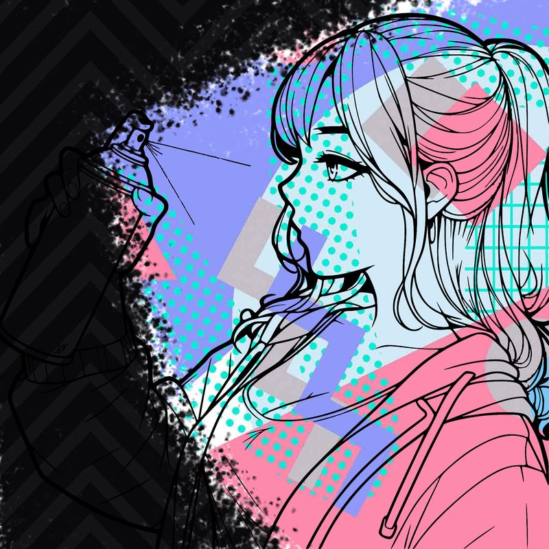 a realistic girl spray, painting