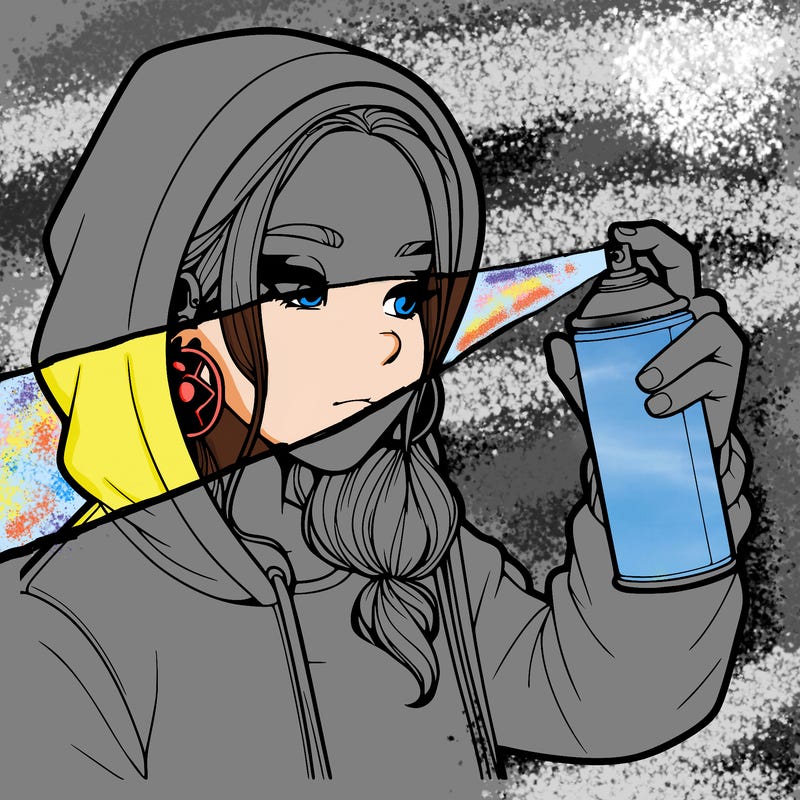 a realistic girl, spray painting