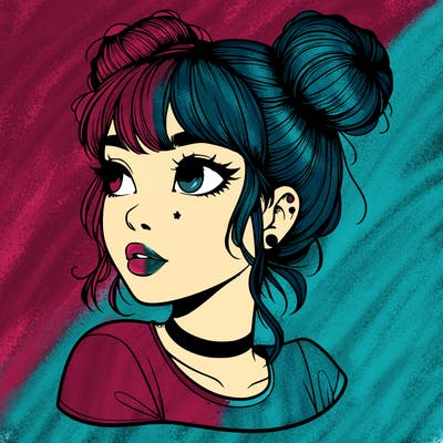 realistic girl with spacebuns