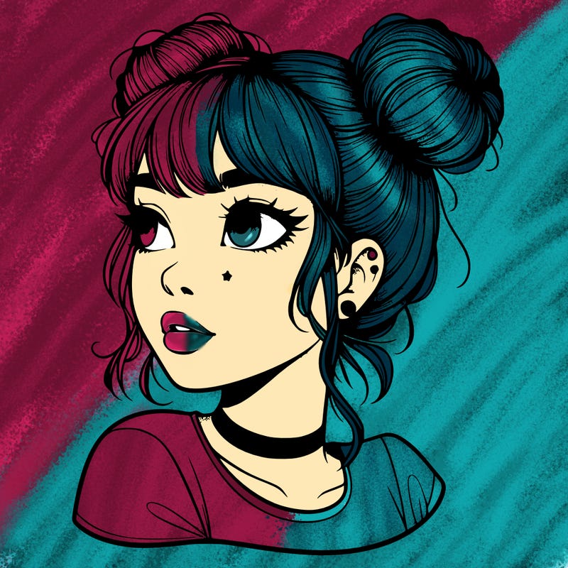 realistic girl with spacebuns