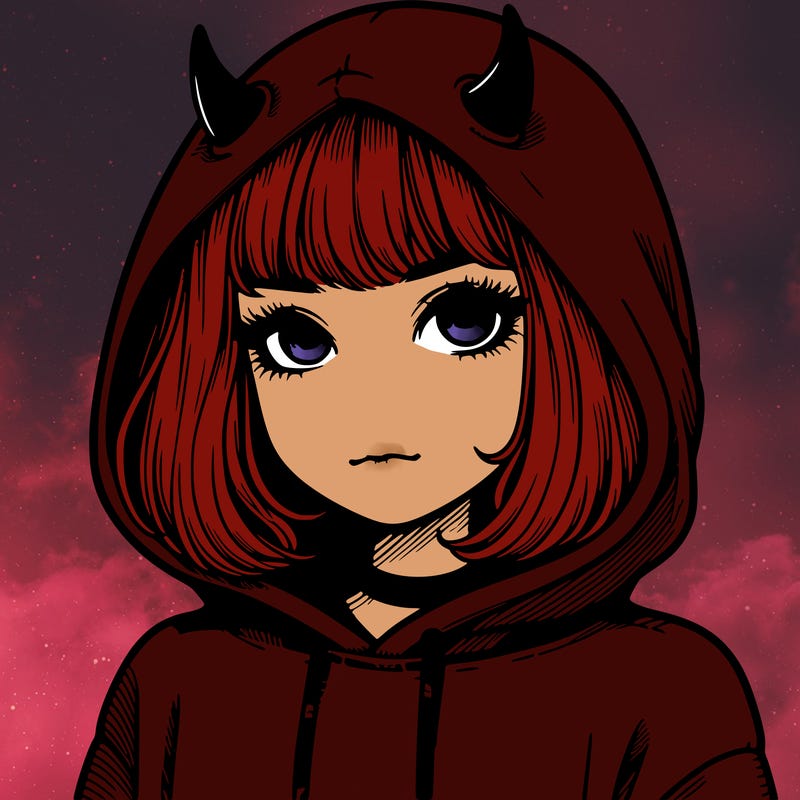 realistic girl with devil hoodie