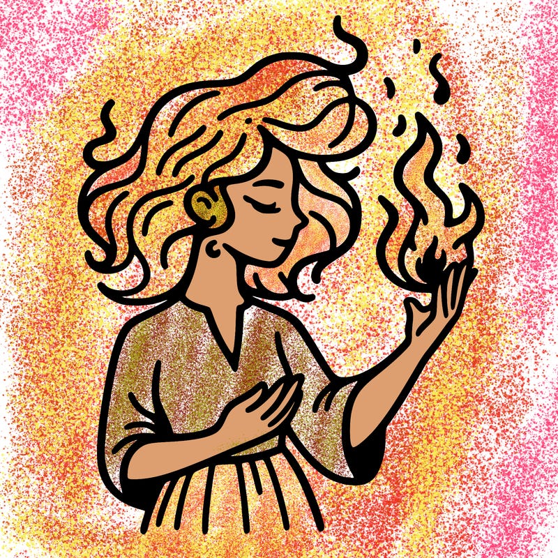 woman with fire