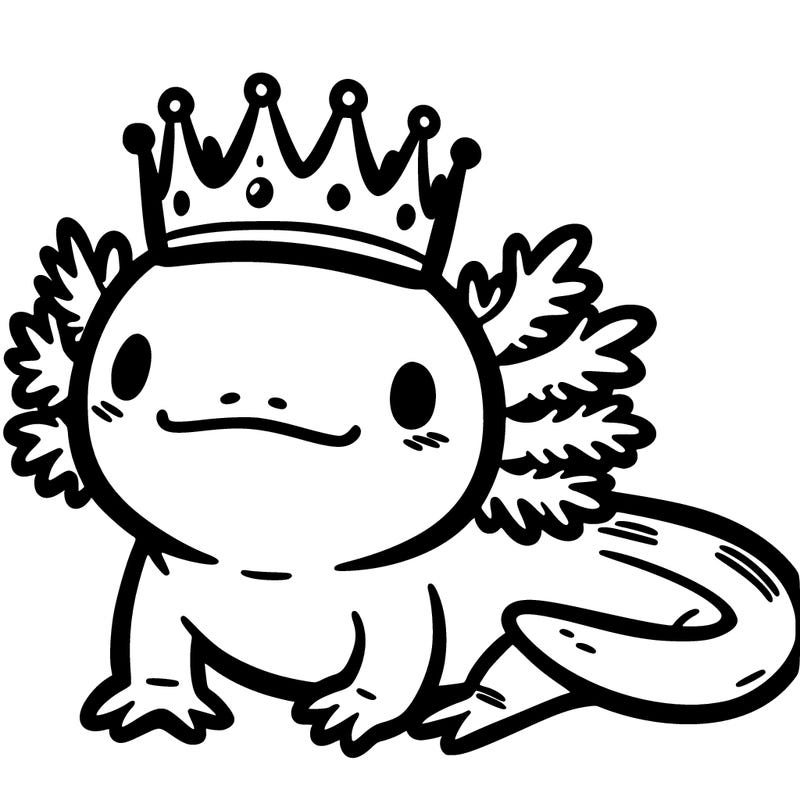 axolotl wearing crown