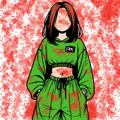 realistic girl faceless with baggy pants and a crop top