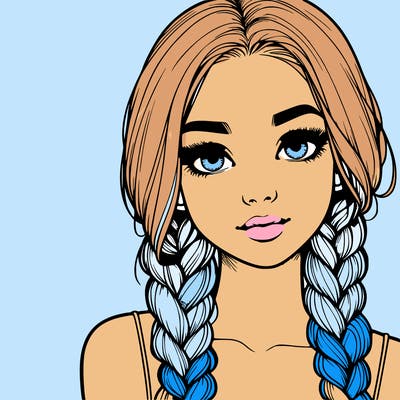 realistic girl with braids