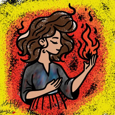 woman with fire