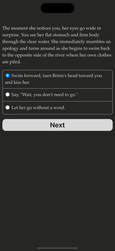 The Lost Heir 2 - A text-based gameplay screenshot of The Lost Heir 2 showing narrative choices in a fantasy story