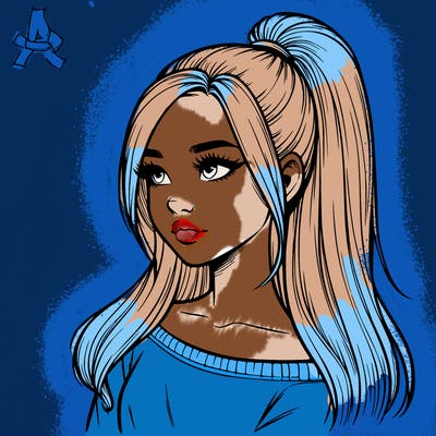 realistic girl with a high ponytail