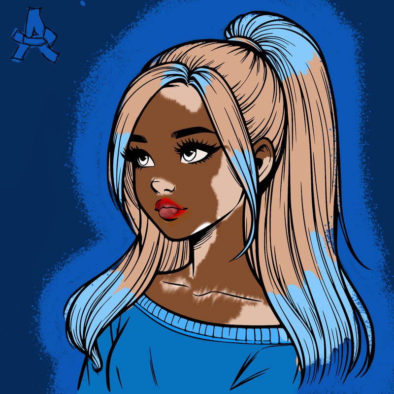 realistic girl with a high ponytail