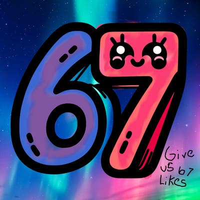 the numbers 67