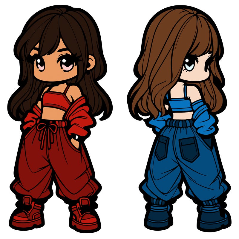 girl in crop top and baggy pants