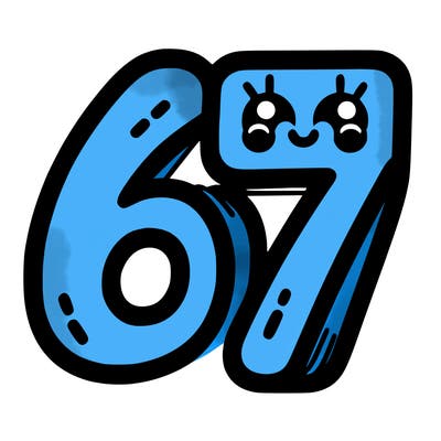 the numbers 67