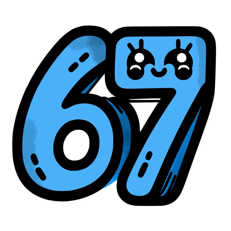 the numbers 67