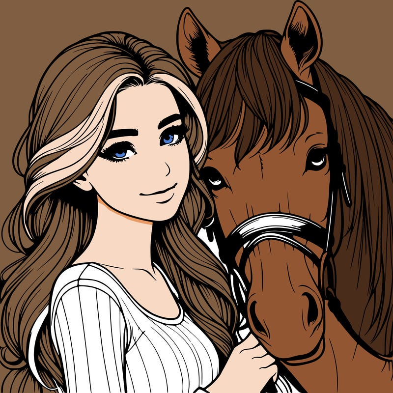 realistic girl with horse