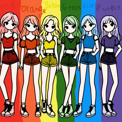 a group of girls wearing crop tops and shorts