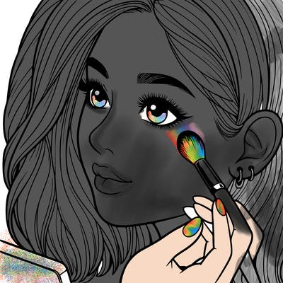 a realistic girl doing her makeup