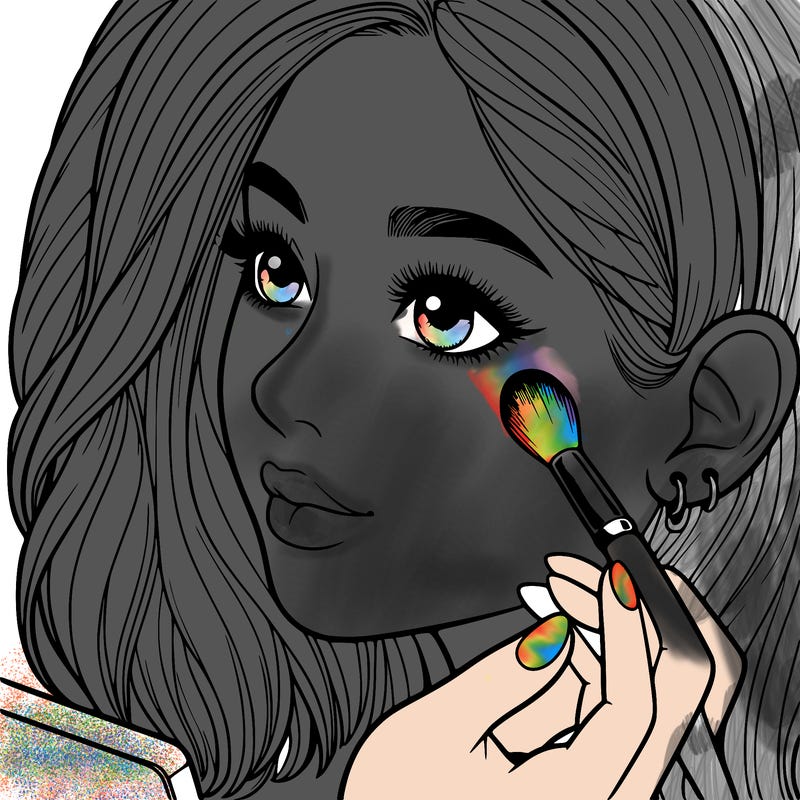 a realistic girl doing her makeup