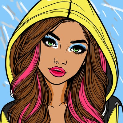 realistic beautiful girl with a hood on