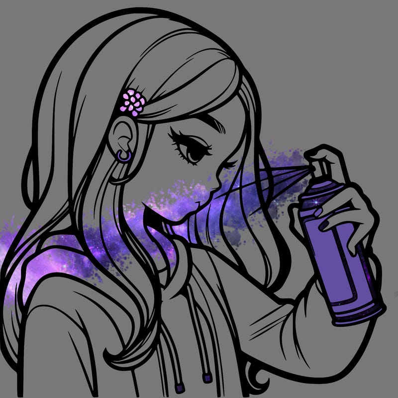 a realistic girl spray painting