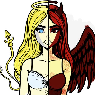 devil vs angel realistic girl