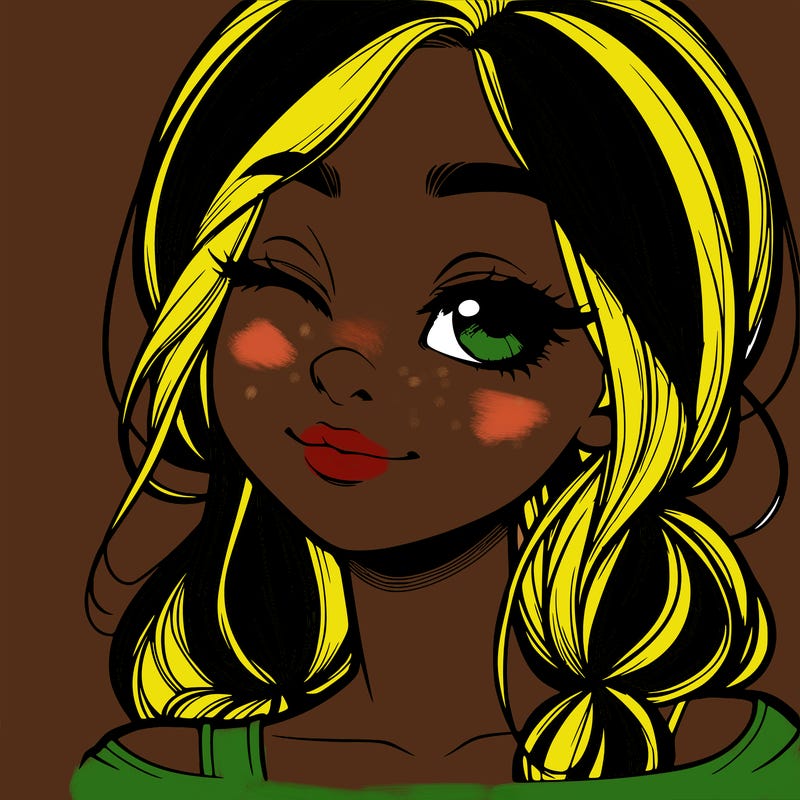 realistic girl with squinted eyes