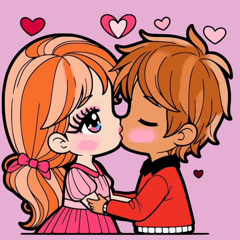 girl and boy kissing