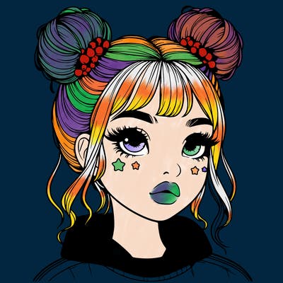 realistic girl with space buns